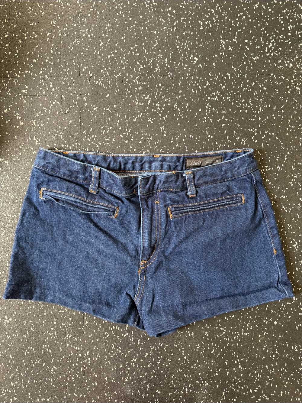 Zara Navy Blue Denim Short Shorts